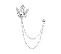 budiniao Men Brooch Crown Wing Brooch Chic Accessory Suited For Stylish Outfits Adding Unique Flair To Every Occasion Shirt Tie Hat Scarf Dress Coat Fashion, Silver and White, 3.5x3.2cm