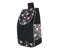 budiniao Portable Trolley Cart Spare Bag Only Compact Oxford Waterproof Storage for Groceries Folding Trolleys Folding Shopping Hand Cart Replacement Bag Only Trolley Spare, Black Flower, 30x19x55cm