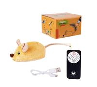 budiniao Remote Control Mouse Cat Toy Interactive Toys For Cats Plush Cat Mice Animals Toys Turning Around Detachable Fully Plush, Yellow, Remote control model