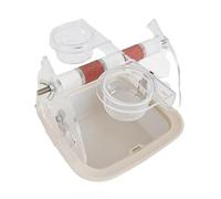 budiniao Small Bird Perch With Waste Bin Keeps Environment Clean While Encouraging Healthy Defecation Habits Equipped With Two Feeding Platforms Acrylic Bird Dropping Station Parrot Toilet Stand