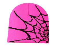 budiniao Trendy Knit Hat Warm and Stylish Spider Web Beanie Spider Web Beanie Hat AcrylicFibers Knitted Beanie Hat Spider Web Hat, Rose Pink