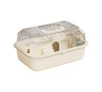budiniao Ventilation Exercise Playing House Pet Carrier Small Animals Providing Optimal Space And Ensuring Breathable Small Animal Habitat Hamster Cage, Rice White, 37x25x18cm