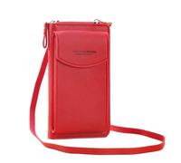 budiniao Women Purse Ladies Crossbody Zipper Wallet Money PU Leather Handbag Girls Mobile Phone Storage Bag Birthday Gift, Red
