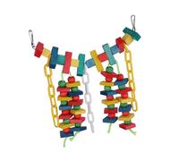budiniao Wood Parrot Blocks Knots Tearing Bird Toys Include Strong Chains And Ropes Providing Stability During Playtime Wooden Parrot Toys For Macaws African Cockatiels