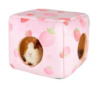budiniao Wooden Hamster House Low Maintenance Hamster Hideout For Small Spaces Easy To Care ABS Super Soft Comfortable Space, pink