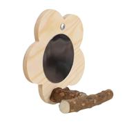 budiniao Wooden Parrot Mirror Toy Perch Stand Enhances Bird Engagement And Provides Therapeutic Viewing Opportunities In Cages Perch Bird Stand With Mirror Interactive Play Toy