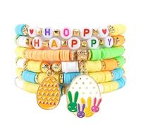 Budsmile Valentine's Day Bracelets for Women St.Patrick’s Day Bracelets USA Flag Bracelet Rainbow Easter Mardi Gras Heishi Beaded Bracelets, stretchy, Glass, no gemstone