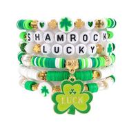 Budsmile Valentine's Day Bracelets for Women St.Patrick’s Day Bracelets USA Flag Bracelet Rainbow Easter Mardi Gras Heishi Beaded Bracelets, stretchy, Glass, no gemstone