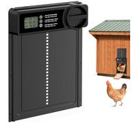 Budsom Automatic Chicken Coop Door - Aluminum Auto Chicken Coop Opener with Anti-Pinch Sensor, Battery Powered Chicken Door with Smart Timer & LCD Display, Waterproof