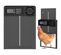 Budsom Automatic Chicken Coop Door - Aluminum Auto Chicken Coop Opener with Anti-Pinch Sensor, Battery Powered Smart Timer & LCD Display, Waterproof for Hens Ducks Geese Poultry