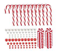 Budstfee Christmas Vase Filler, 106Pcs DIY Red White Floating Pearls Crutches Candies, Xmas Themed Acrylic Christmas Centerpiece for Party Dinner Wedding