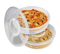 Budstfee Pie Carrier, 2Pcs Pizza Storage Container 12'' Pie Carrier Reusable Pizza Container with Lid & Handle Clear Cookie Container Round Food Storage Container for Cake Tortilla, Cookie Container
