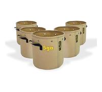 BudTrainer BudPots Grow Bags for Low Stress Training, 5 Gallon, 5-Pack, Tan | Fabric Pots With Metal-Reinforced Rim | Tear-Proof, Rust-Proof Grommets for LST | 400GSM Fabric