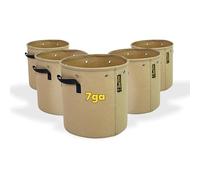BudTrainer BudPots Grow Bags for Low Stress Training, 7 Gallon, 5-Pack, Tan | Fabric Pots With Metal-Reinforced Rim | Tear-Proof, Rust-Proof Grommets for LST | 400GSM Fabric
