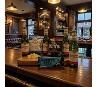 Budweiser Budvar Lager Beer Gift Hamper with Pub Snacks - 4 Bottles Lager & 3 Pub Snacks - Ultimate Pub in a Box for a Beer Lover, Gift for Men, Birthday & Christmas