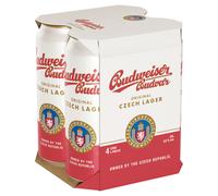 Budweiser Budvar Original Czech Lager Beer, 4-Can Pack (440mL per can)