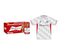 Budweiser Lager Beer Can, 10 x 440ml + Budweiser Jersey White Large Shirt Bundle