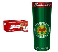 Budweiser Lager Beer Cans, 15 x 440ml + Budweiser Alu Cup Brazil