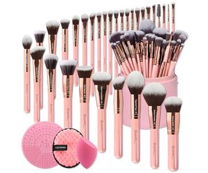 Bueart Design Labeled 30Pcs Professional Deluxe Makeup Brushes set with Extra large holder case for Foundation Face Blending Blush Concealers Eyeshadow