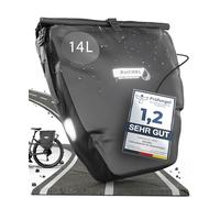 Büchel 14L Waterproof Bicycle Pannier Bag, Black, Includes Shoulder Strap and Carry Handle, Reflective and Locking Function, Ideal for Work and Leisure