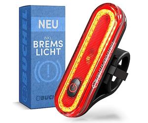 Büchel Bicycle Rear Light LED, Rechargeable, StVZO Approved, Black, Water Resistant, 70 Lux, Plastic, Seat Post Mount, Spoke Mount