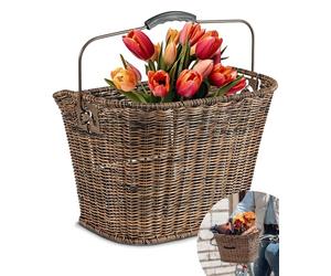 Büchel Polyrattan Front Bicycle Basket with Innovative Quick-Click Bracket 35 x 26 x 25 cm Bicycle Basket Handlebar Basket Bicycle