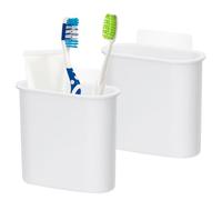 BueDeHai 2 Packs Toothbrush Holder Wall Mounted, Self Adhesive Electric Toothbrush Organizer No Drilling, Fast Drain Shower Caddy Bathroom Accessories Storage for Toothpaste Razor, White