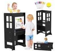 BueDeHai Kids Kitchen Stool Helper, Learning Standing Stool - Height Adjustable, Baby Step Stool 2 in 1 Convertible Table and Chair, Whiteboard for Kids 1.5 to 6 Years Old