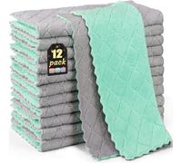 BUEDM 12 Pack Kitchen Cloth Dish Towels, 12x12 inch Soft Premium Dishcloths, Absorbent Microfiber Cleaning Cloth for Cleaning Dishes, Kitchen, Bathroom, Car