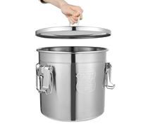 buedmsk Grain Container, 12L Large Stainless Steel Rice Grain Storage Containers with Lid, 28x25cm Airtight Flour Container Kitchen Bucket for Rice, Cereals, Flour & Oil