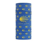 Buen Camino Multifunctional Neck Tube - Blue/Yellow, ultralight, seamless bandana for the Camino de Santiago (The Way of St. James), quick-drying, breathable