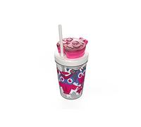 Bueno Kids Snack Straw Owl Water Bottle - Pink, Medium