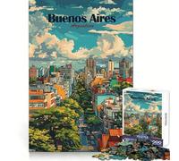 Buenos Aires Argentina Cityscape Illustration Jigsaw Puzzles for Adults1000 Piece Mental Exercise Peaceful Fun Snug Lock Great Gift (38x52cm)