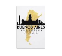Buenos Aires Silhouette City Skyline Map Poster Canvas Painting Poster Wall Art Decorative Picture Prints Modern Decor 20x30inch(50x75cm)