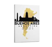 Buenos Aires Silhouette City Skyline Map Poster Poster Cool Artworks Painting Wall Art Canvas Prints Hanging Picture Posters 08x12inch(20x30cm)