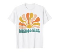 Buenos Días Boho Sun Retro Spanish Morning Distressed Value Graphic T-Shirt, Men, White, S
