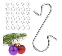 BUENTYA 120 Pcs Christmas Ornament Hooks, Bauble Hooks Xmas Tree Hooks S Shaped Hook Hangers Hooks Metal Hanging Clips Hooks for Wreath,Vine Decoration,Hanging Christmas Tree Decorations (Silver)