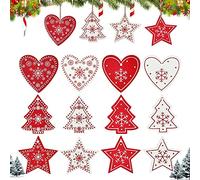 BUENTYA 120 Pcs Wooden Christmas Hanging Ornaments Set for Tree Decoration with 20 Meters Rope