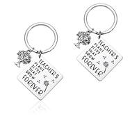 BUENTYA 2 Pcs Teacher Gifts Keyring Appreciation Keychains Thank You Gift Keyring Stainless Steel Rectangular & Tree Shaped Pendant with 2 Gift Boxes for Teacher's Day Thanksgiving Christmas Gifts