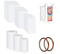 BUENTYA 30 Pcs Sublimation Shrink Wrap Film, 3 Size Heat Transfer Shrink Wrap Film White Sublimation Shrink Film with 2 Roll heat resistant tape for Skinny Tumbler, Mugs, Cups, More Blanks Sublimation