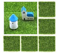 BUENTYA 5 Pcs Artificial Grass Mat, Life-like Fairy Artificial Grass Faux Grass Tiles Craft Grass Moss Garden Fake Sod Moss Green Grass Mat Miniature Lawn for Mini Ornament Garden Doll House(15*15CM)