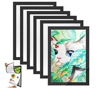 BUENTYA 6Pcs A4 Self-Adhesive Magnetic Display Panels, Waterproof Photo Pockets & Info Holders for License/Photos/Notices/Window (Black)