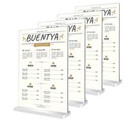 BUENTYA A6 Acrylic Sign Holder, 4 Pack T-Shape Double-Side A6 Perspex Display Stands, Clear Poster Menu Holder Table Menu Holders Plastic Sign Holders for Restaurant, Wedding, Hotel, Promotions, Photo