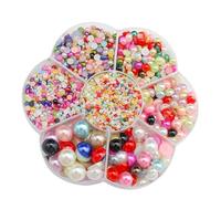 Buer Homie 5600pcs 2/3/4/5/6/8/10mm Half Round Flatback Pearls Beads Black for DIY Crafting, Pearl Nail Charms, Crafts Jewellery Wedding Dress Nail Art (Multi Colors)