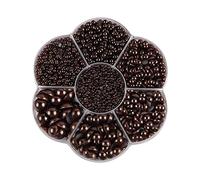 Buer Homie 5600pcs 2/3/4/5/6/8/10mm Half Round Flatback Pearls Beads Black for DIY Crafting, Pearl Nail Charms, Crafts Jewellery Wedding Dress Nail Art (Brown)