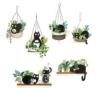Buer Homie Black Cat Wall Decal - Cat Wall Sticker & Plant Wallpaper for Kids