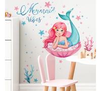 Buer Homie Decals for Girls Bedroom, Wall Stickers for Baby Nursery, Mermaid Pattern