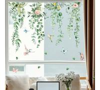 Buer Homie Spring Window Clings for Glass, Floral & Greenery Bird Window Stickers, Static Window Decals, 9 Sheets (Greenery Leaves & Birds)
