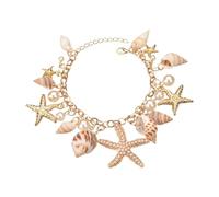 Buerfu Beach Bracelets Seashell Bracelet Starfish Pearl Anklet Bracelet Charm Bohemian Adjustable Seashell Bracelet For Wife Mother