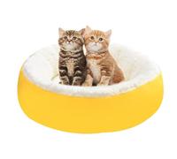 Buerfu Calming Bed for Dogs - Washable Anti-Slip Round Warming Dog Cat Kennel | Comfortable Yellow Kennel Pad for Autumn Winter Warming Calming Bed for Dogs